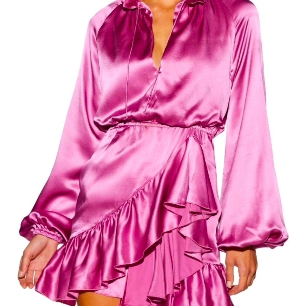 NWT TORN BY RONNY KOBO Charm Ruffle Mini Dress Pink S